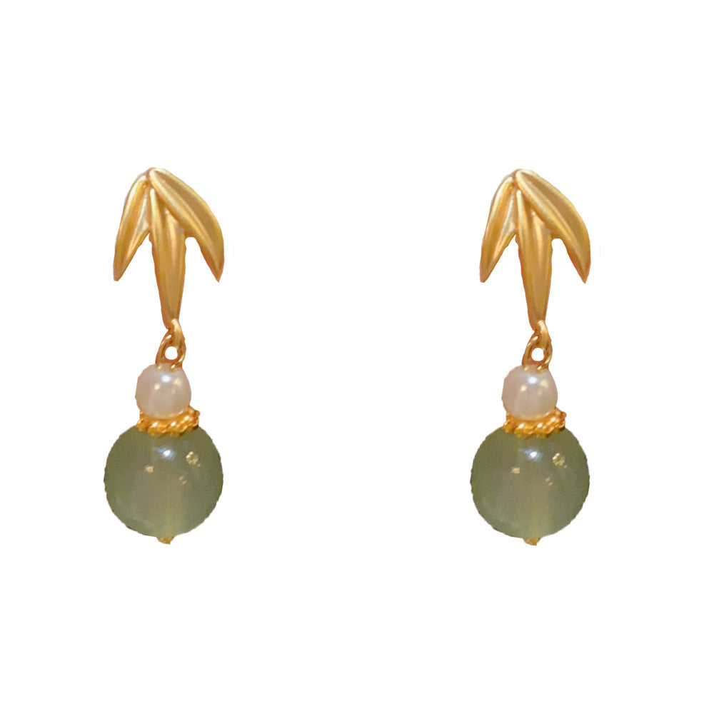 Leaves Drop Earrings For Women With Copper Ear Pins In Simple Style, Real Gold Plated