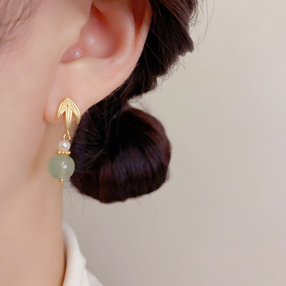 Leaves Drop Earrings For Women With Copper Ear Pins In Simple Style, Real Gold Plated
