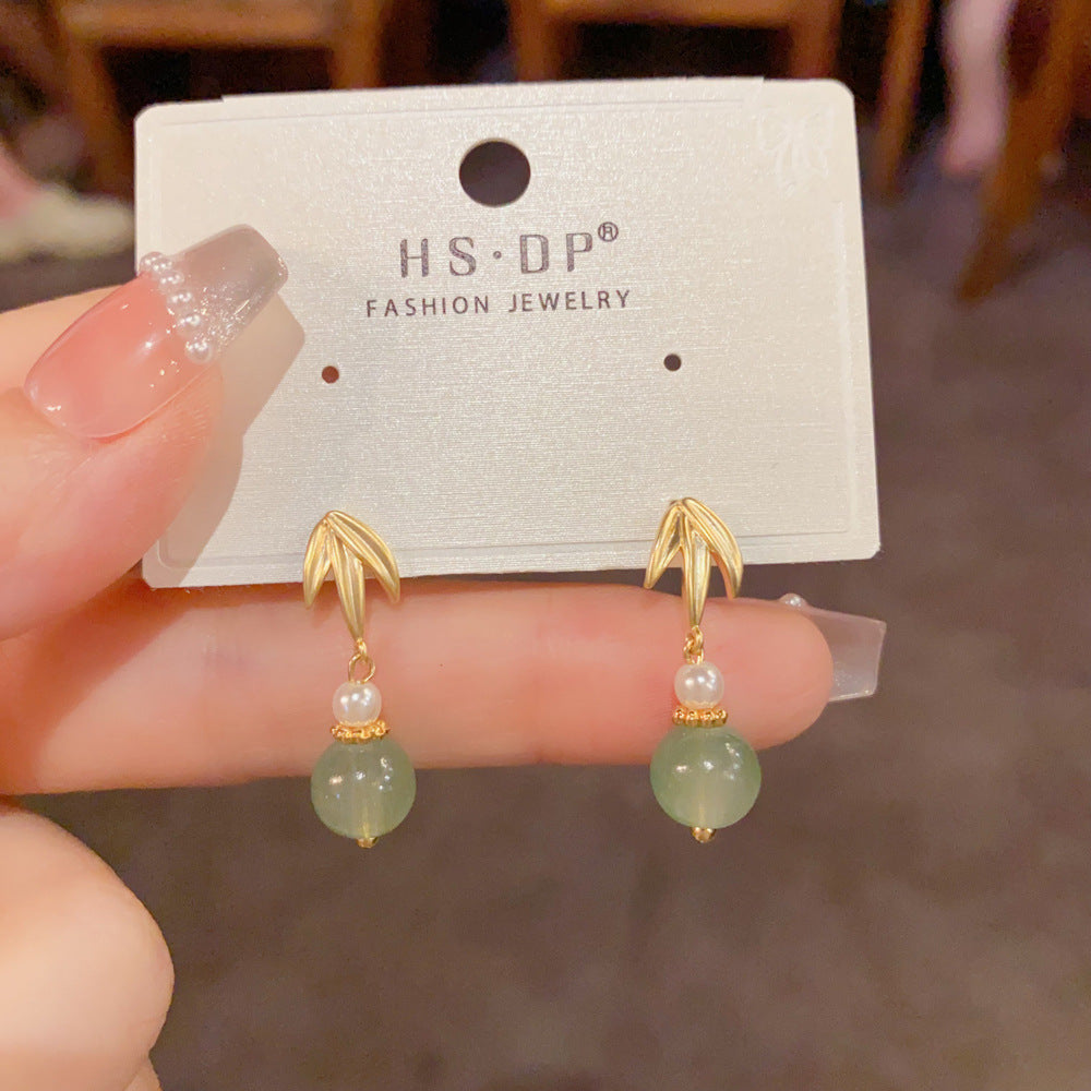 Leaves Drop Earrings For Women With Copper Ear Pins In Simple Style, Real Gold Plated