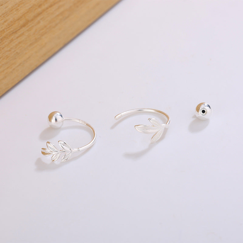 Asymmetrical Leaves Earrings For Women, Retro Style Stud Earrings Electroplated With Copper Material
