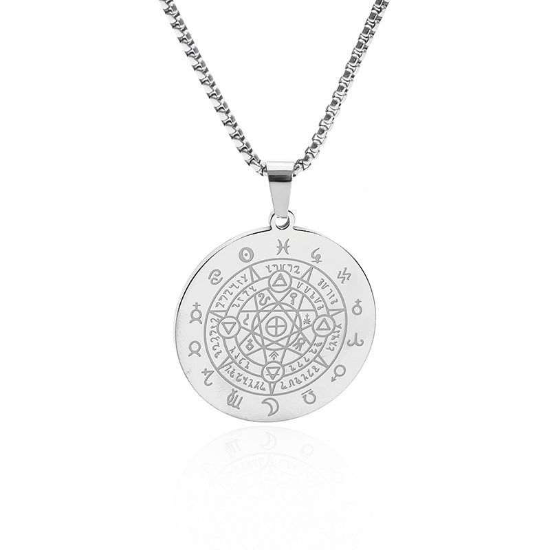Men's Constellation Pendant Necklace In Steel Color Featuring 304 Stainless Steel With Box Chain