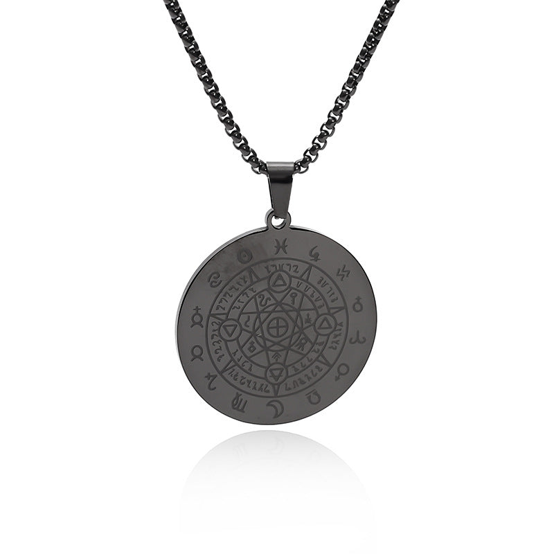 Men's Constellation Pendant Necklace In Steel Color Featuring 304 Stainless Steel With Box Chain