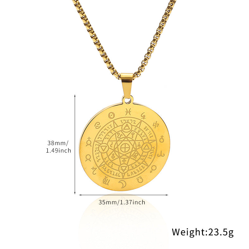 Men's Constellation Pendant Necklace In Steel Color Featuring 304 Stainless Steel With Box Chain