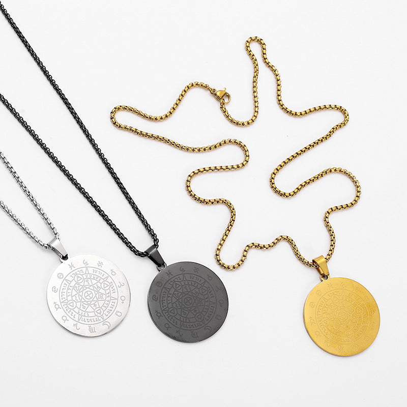 Men's Constellation Pendant Necklace In Steel Color Featuring 304 Stainless Steel With Box Chain