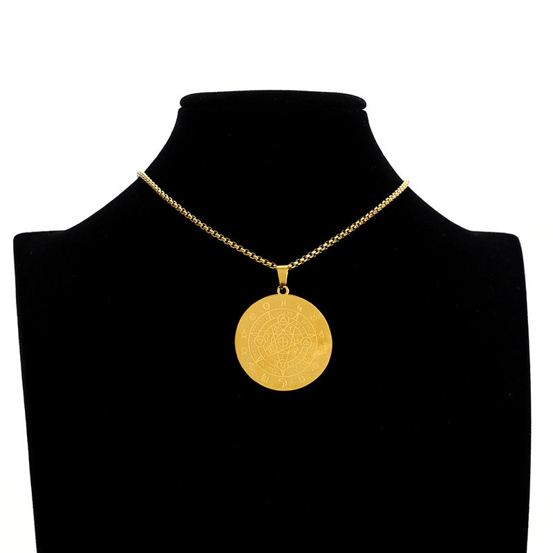 Men's Constellation Pendant Necklace In Steel Color Featuring 304 Stainless Steel With Box Chain