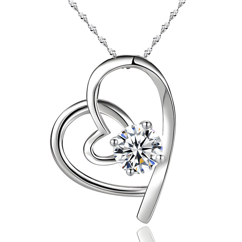 Heart Shape Copper Pendant With Crystal Inlay, Electroplated Gold Plating, New Style Couple Jewelry, 1 Piece
