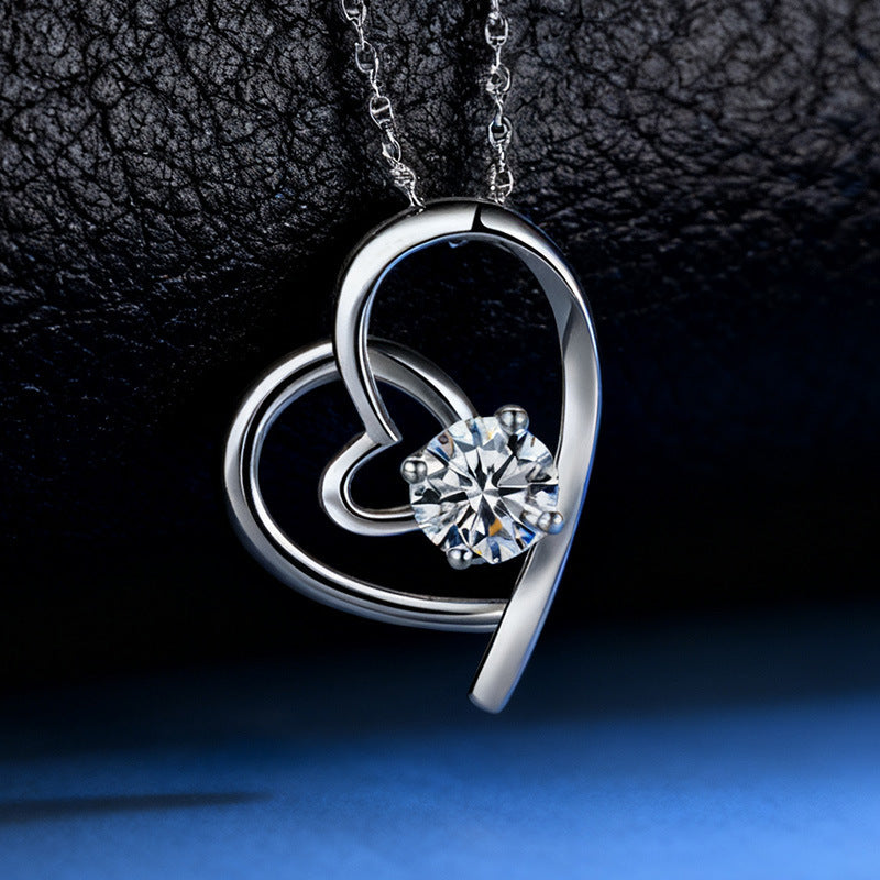 Heart Shape Copper Pendant With Crystal Inlay, Electroplated Gold Plating, New Style Couple Jewelry, 1 Piece
