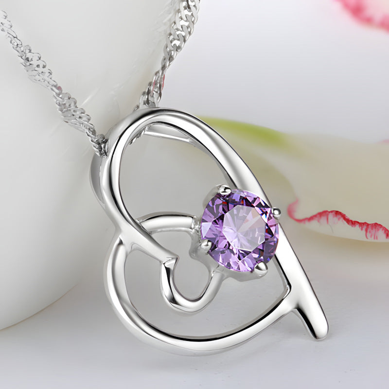 Heart Shape Copper Pendant With Crystal Inlay, Electroplated Gold Plating, New Style Couple Jewelry, 1 Piece