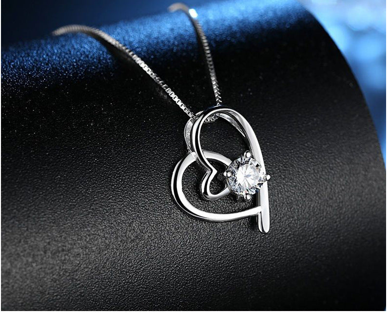 Heart Shape Copper Pendant With Crystal Inlay, Electroplated Gold Plating, New Style Couple Jewelry, 1 Piece