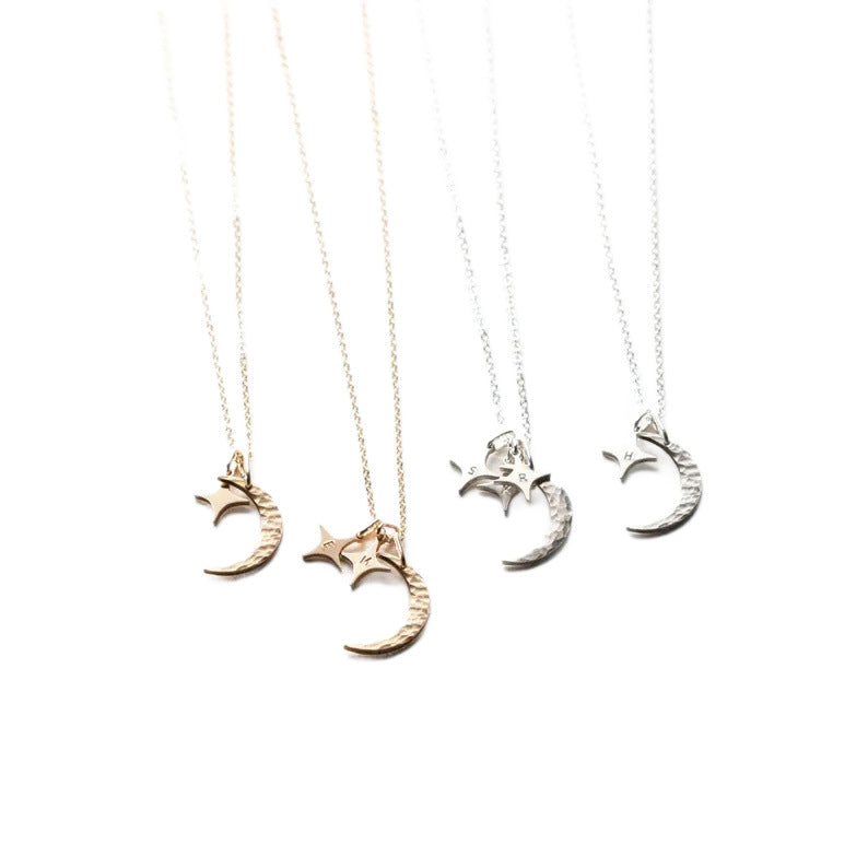 Moon Necklace For Adults In 18K Real Gold Plated 304 Stainless Steel With Electroplated Beaded Chain