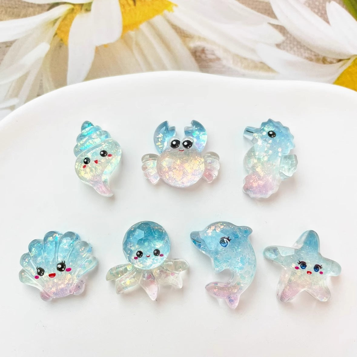 Ocean Plastic Hair Accessories Card With Enamel And Sequins Inlay, Marine Style In Purple