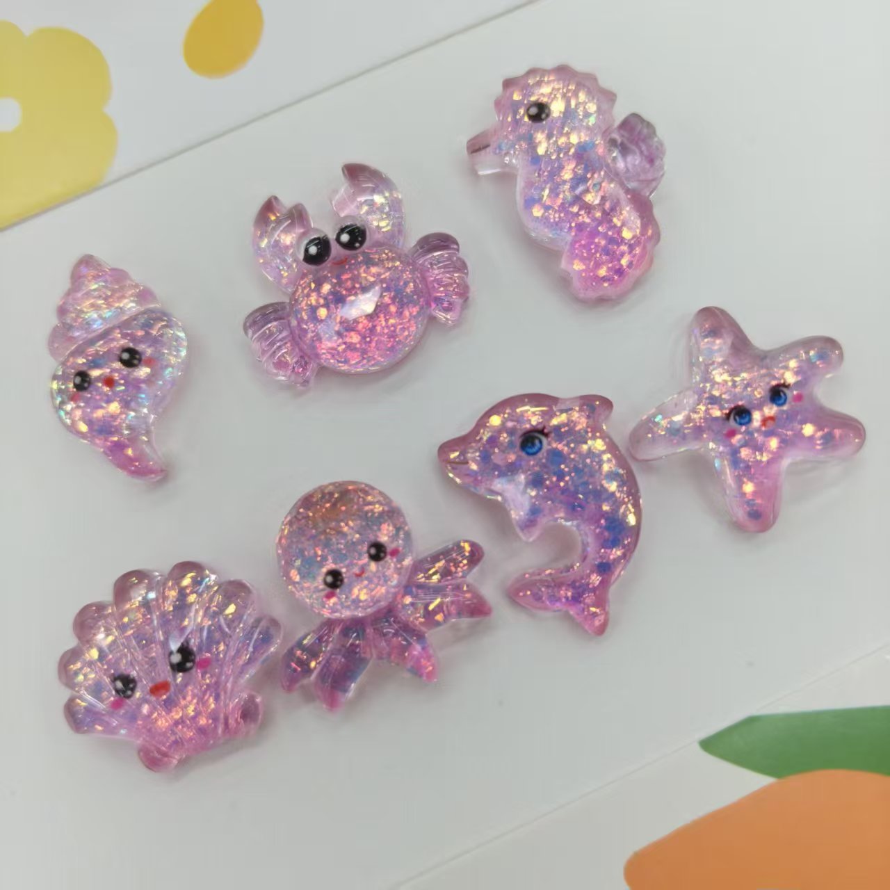Ocean Plastic Hair Accessories Card With Enamel And Sequins Inlay, Marine Style In Purple