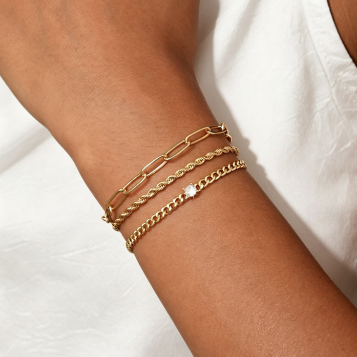Geometric Hypoallergenic Copper Bracelets For Women With KC Golden Plated Finish And Cubic Zirconia Inlay Featuring Cuban Link Chain