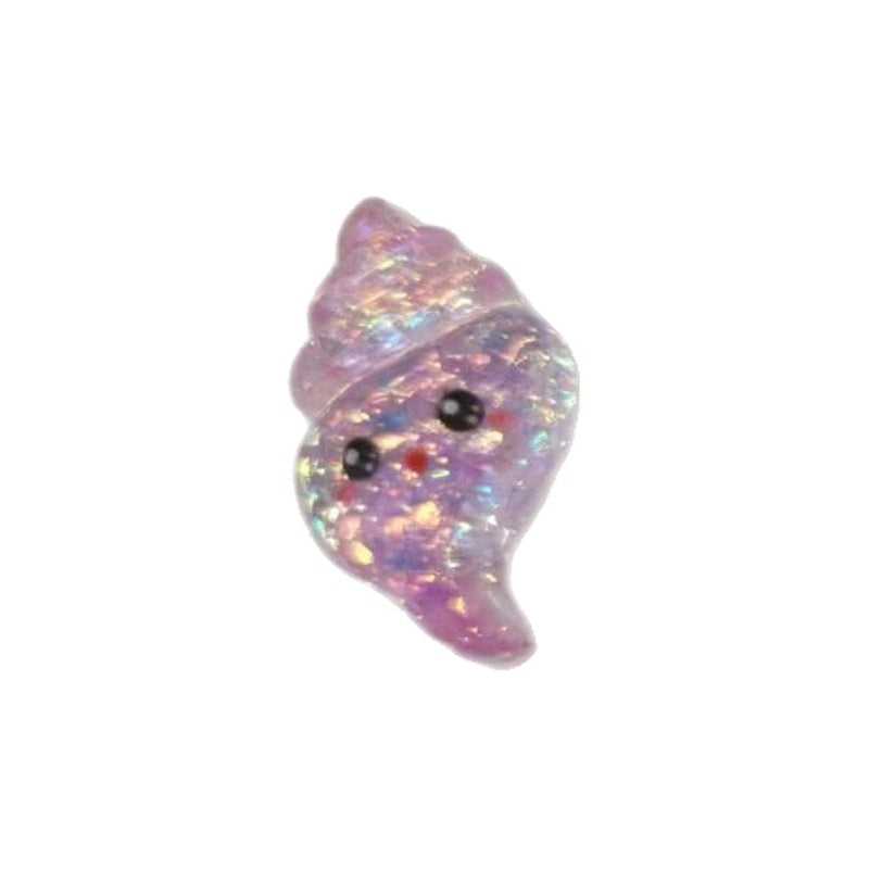 Ocean Plastic Hair Accessories Card With Enamel And Sequins Inlay, Marine Style In Purple