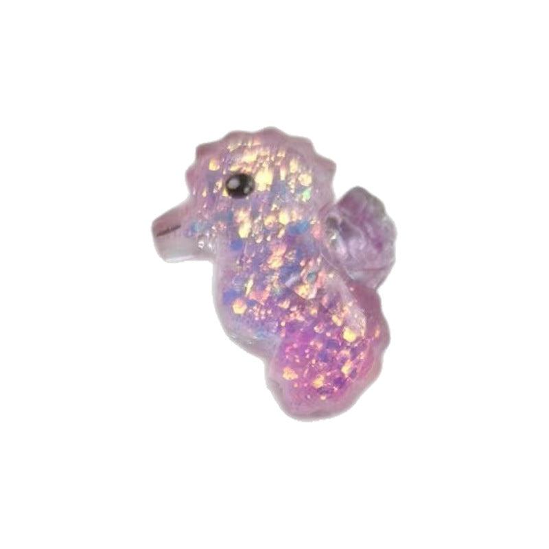 Ocean Plastic Hair Accessories Card With Enamel And Sequins Inlay, Marine Style In Purple