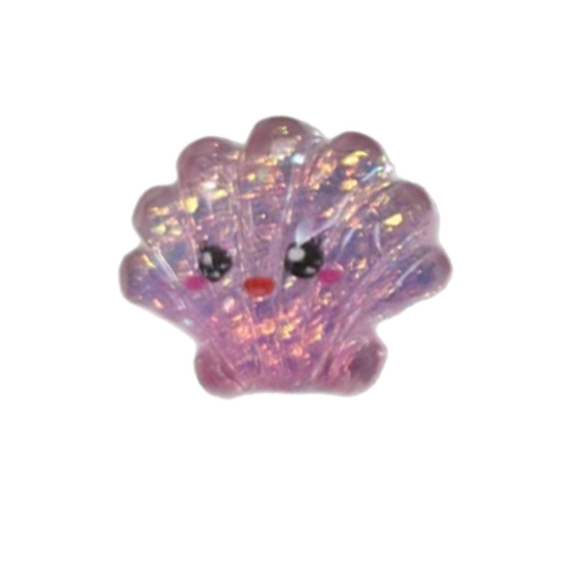 Ocean Plastic Hair Accessories Card With Enamel And Sequins Inlay, Marine Style In Purple