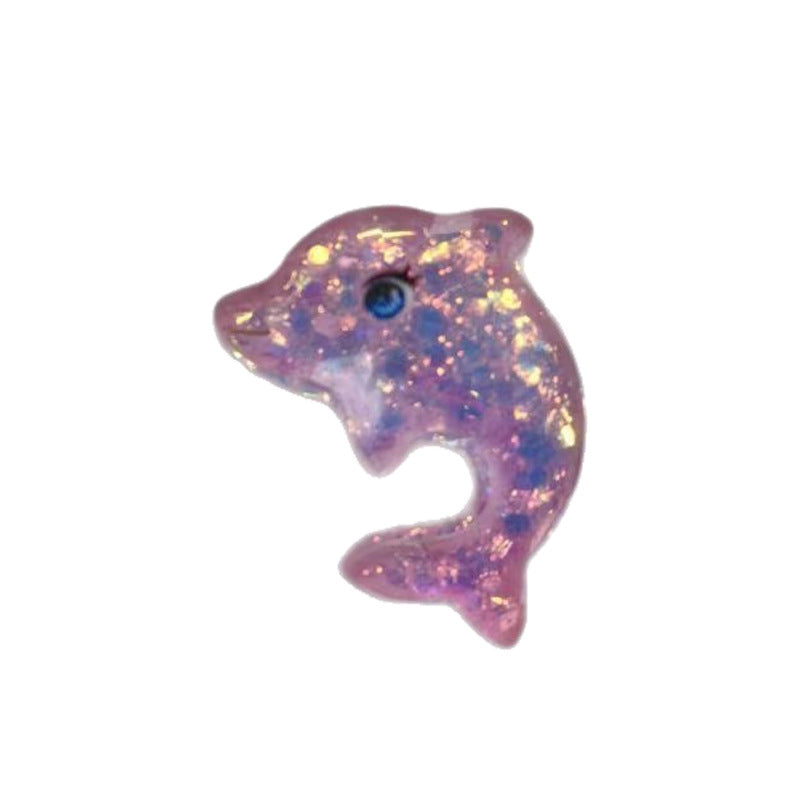 Ocean Plastic Hair Accessories Card With Enamel And Sequins Inlay, Marine Style In Purple