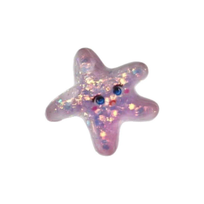 Ocean Plastic Hair Accessories Card With Enamel And Sequins Inlay, Marine Style In Purple