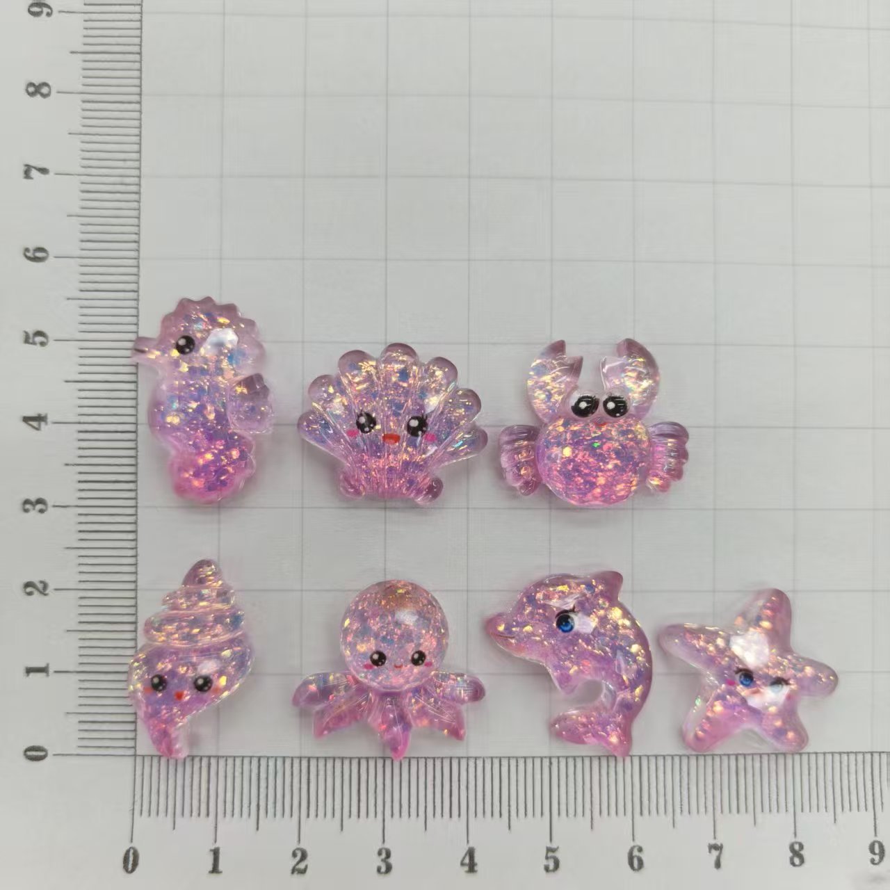 Ocean Plastic Hair Accessories Card With Enamel And Sequins Inlay, Marine Style In Purple