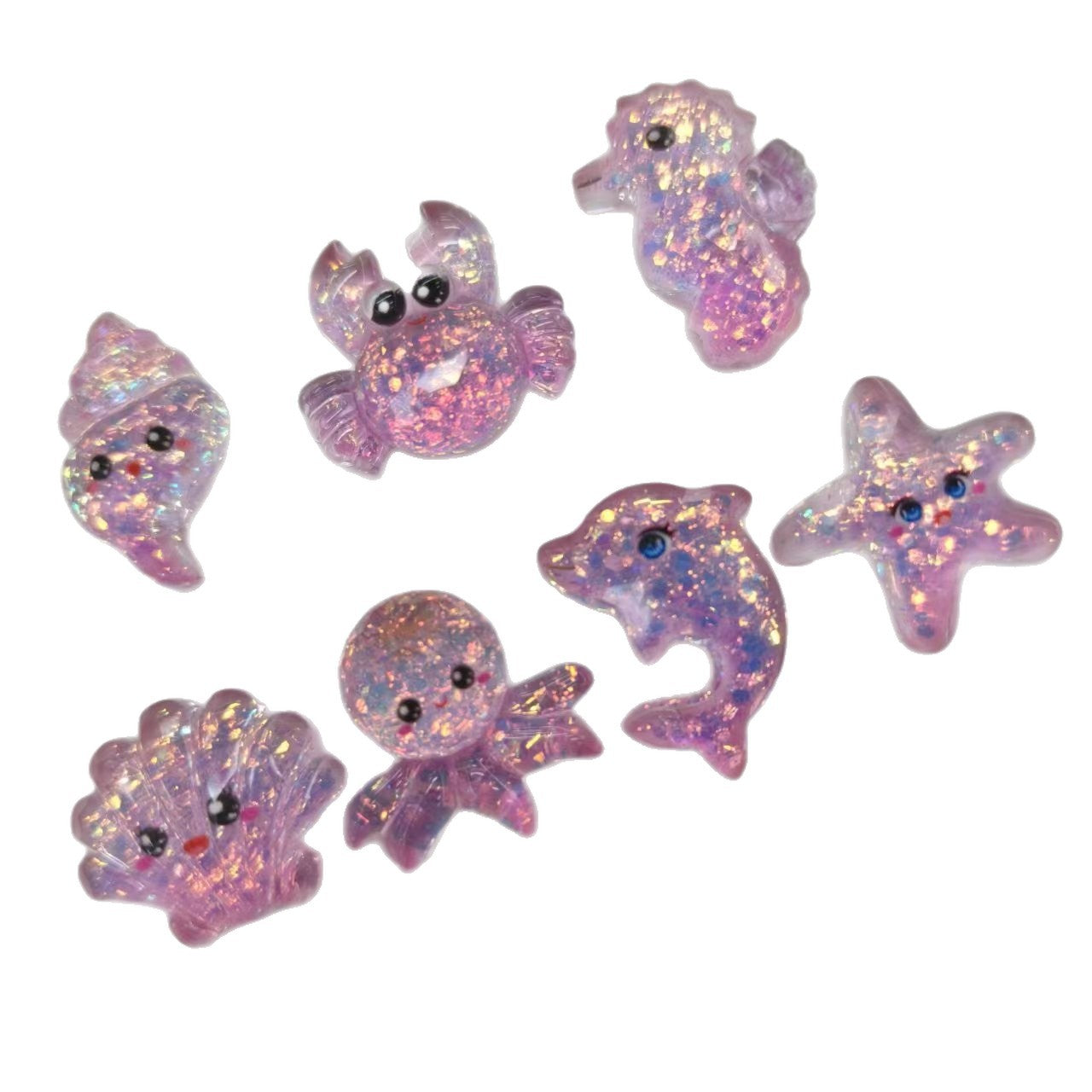 Ocean Plastic Hair Accessories Card With Enamel And Sequins Inlay, Marine Style In Purple
