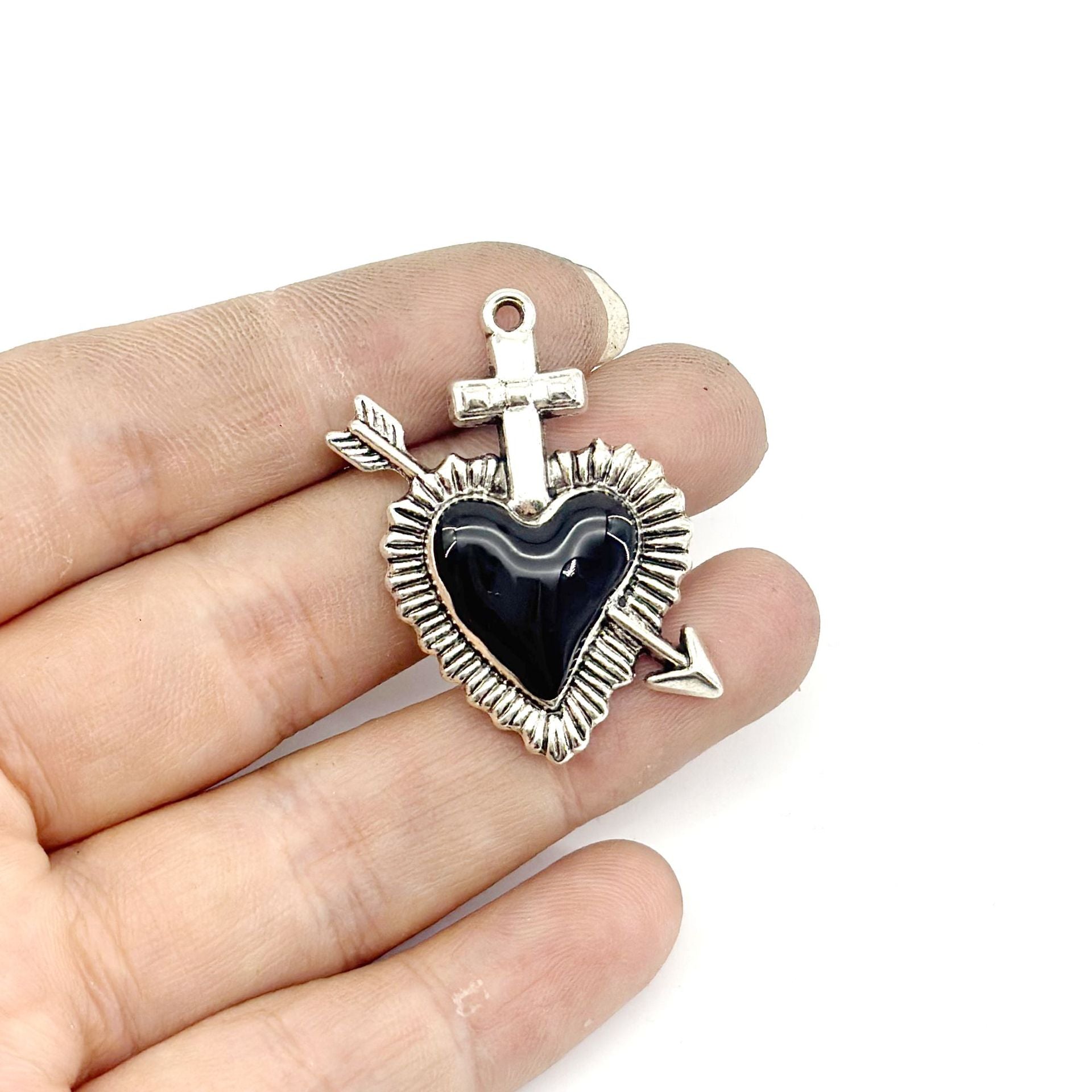 Heart Shape Alloy Earring Findings With Electroplated Finish In Gothic Style Jewelry Accessories