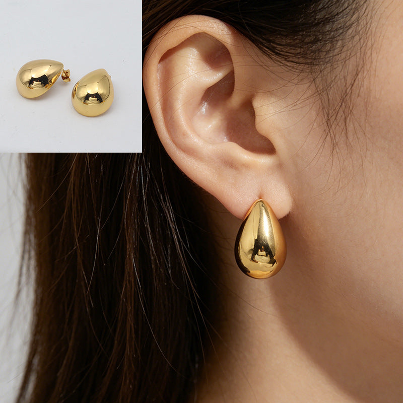 Geometric Sweet Stud Earrings For Women In 304 Stainless Steel With Electroplated Gold And Titanium Steel Posts