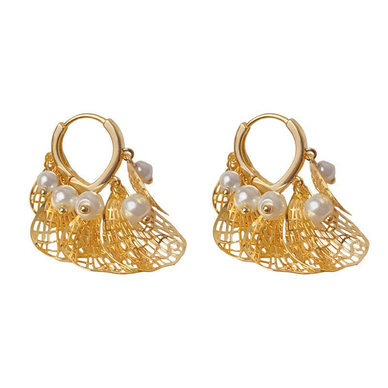 Exaggerated Leaves Drop Earrings For Women In Gold Real Gold Plated Copper With Ear Clips
