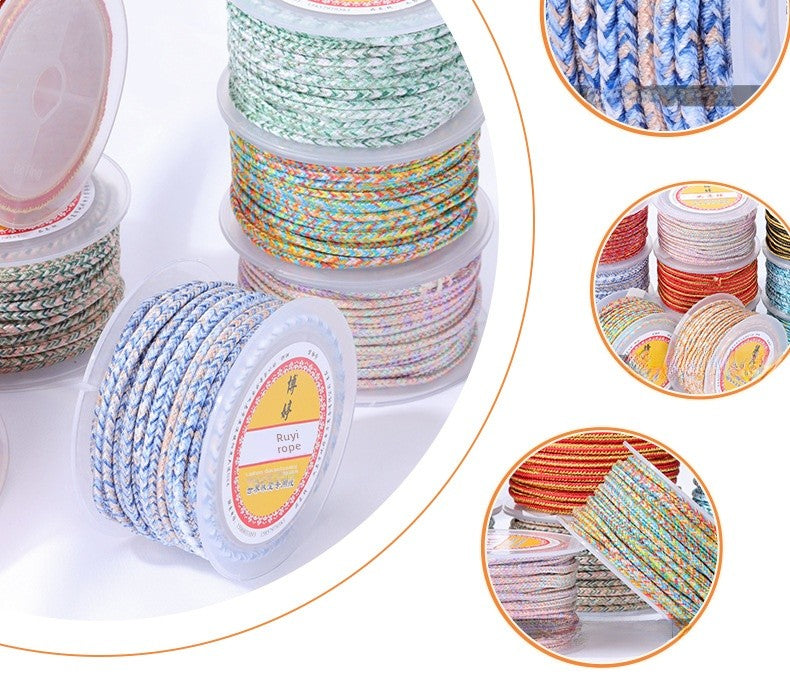 Colour Braid Nylon Rope, 1 Roll With 3mm Diameter, Ideal For Accessories And Crafts