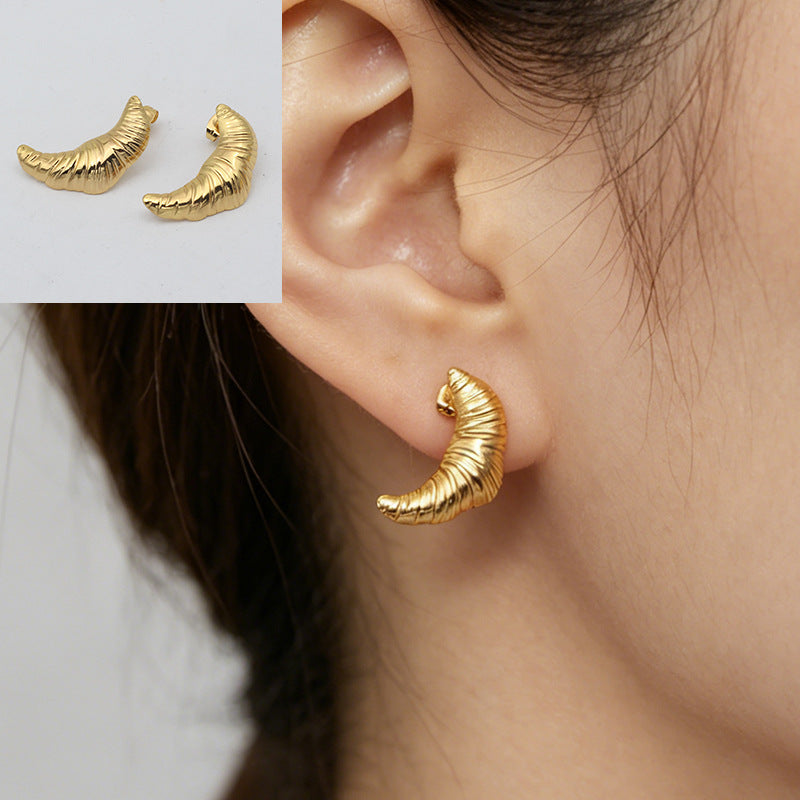 Geometric Sweet Stud Earrings For Women In 304 Stainless Steel With Electroplated Gold And Titanium Steel Posts