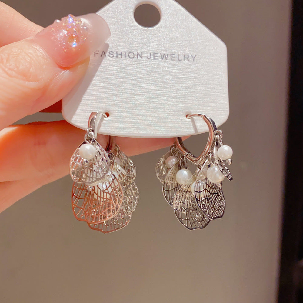 Exaggerated Leaves Drop Earrings For Women In Gold Real Gold Plated Copper With Ear Clips
