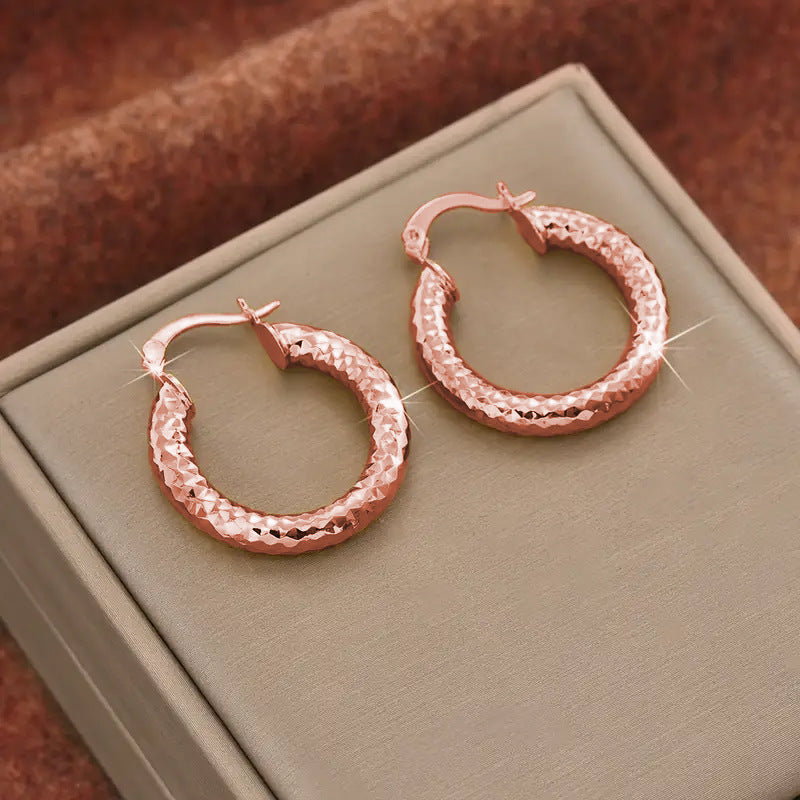 Geometric Hammered Gold Sleeper Earrings For Women With Zinc Alloy Ear Pins