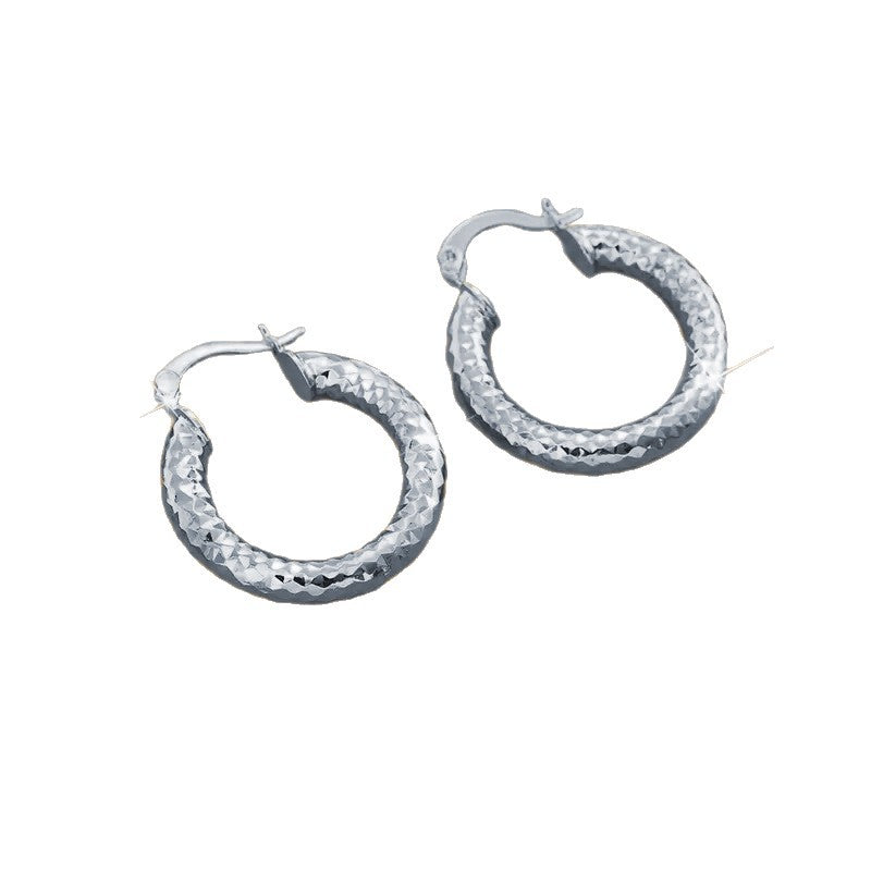 Geometric Hammered Gold Sleeper Earrings For Women With Zinc Alloy Ear Pins