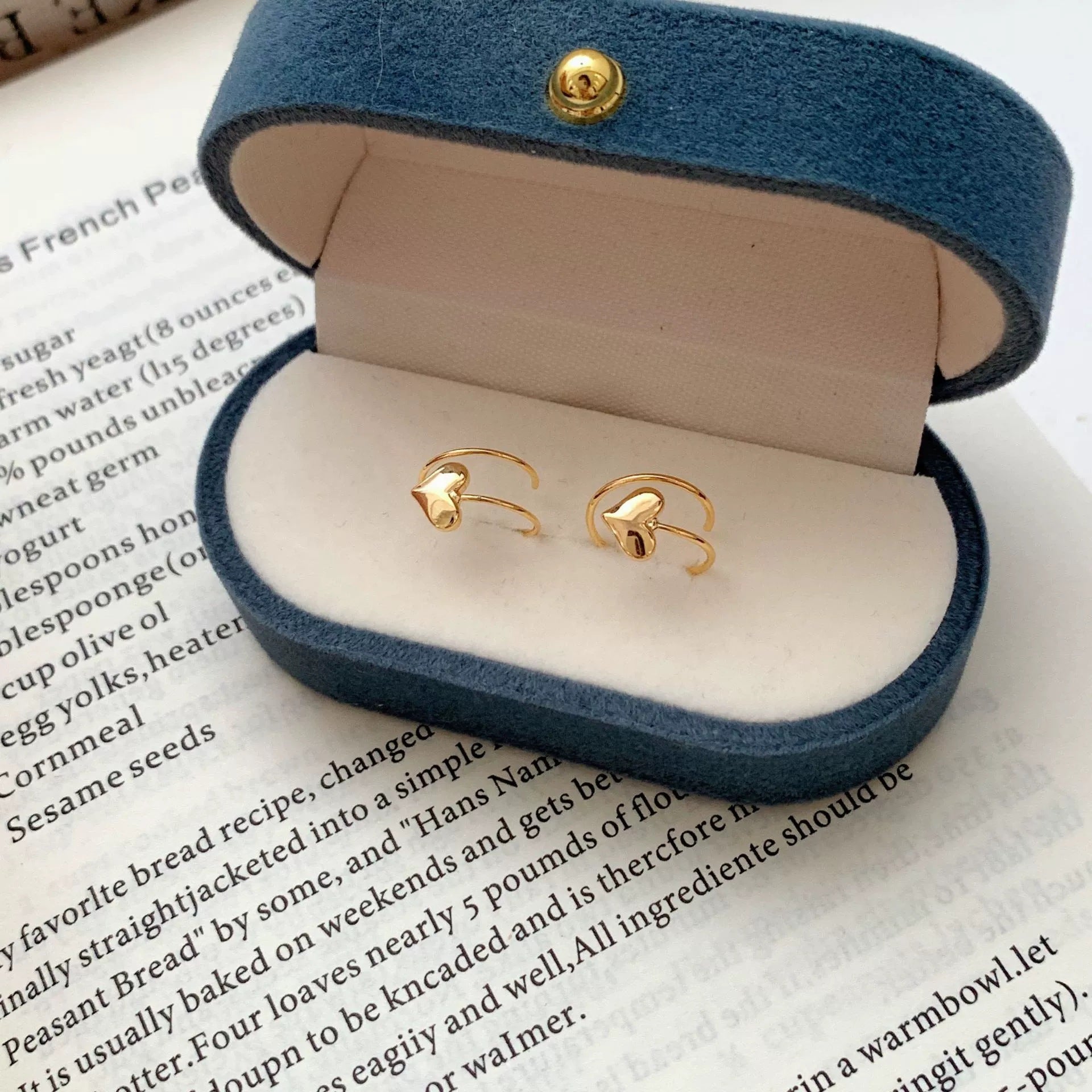 Heart Shape Sleeper Earrings In Copper With Real Gold Plated Finish, New Style For Women