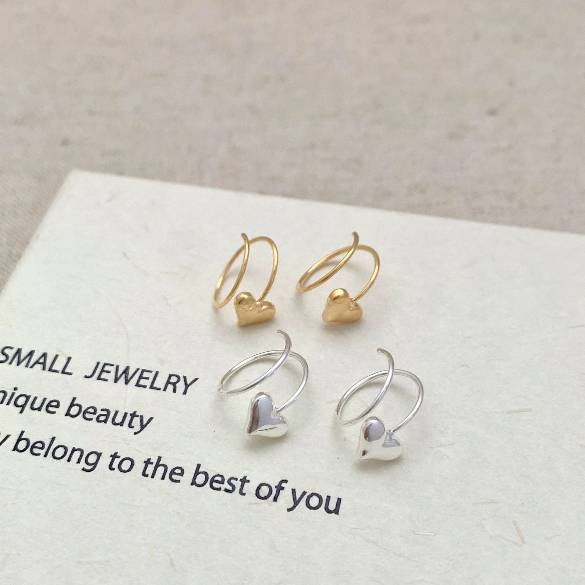 Heart Shape Sleeper Earrings In Copper With Real Gold Plated Finish, New Style For Women