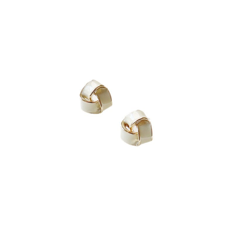 Color Block Two Tone Lilac Sleeper Earrings For Women In 18K Real Gold Plated Alloy