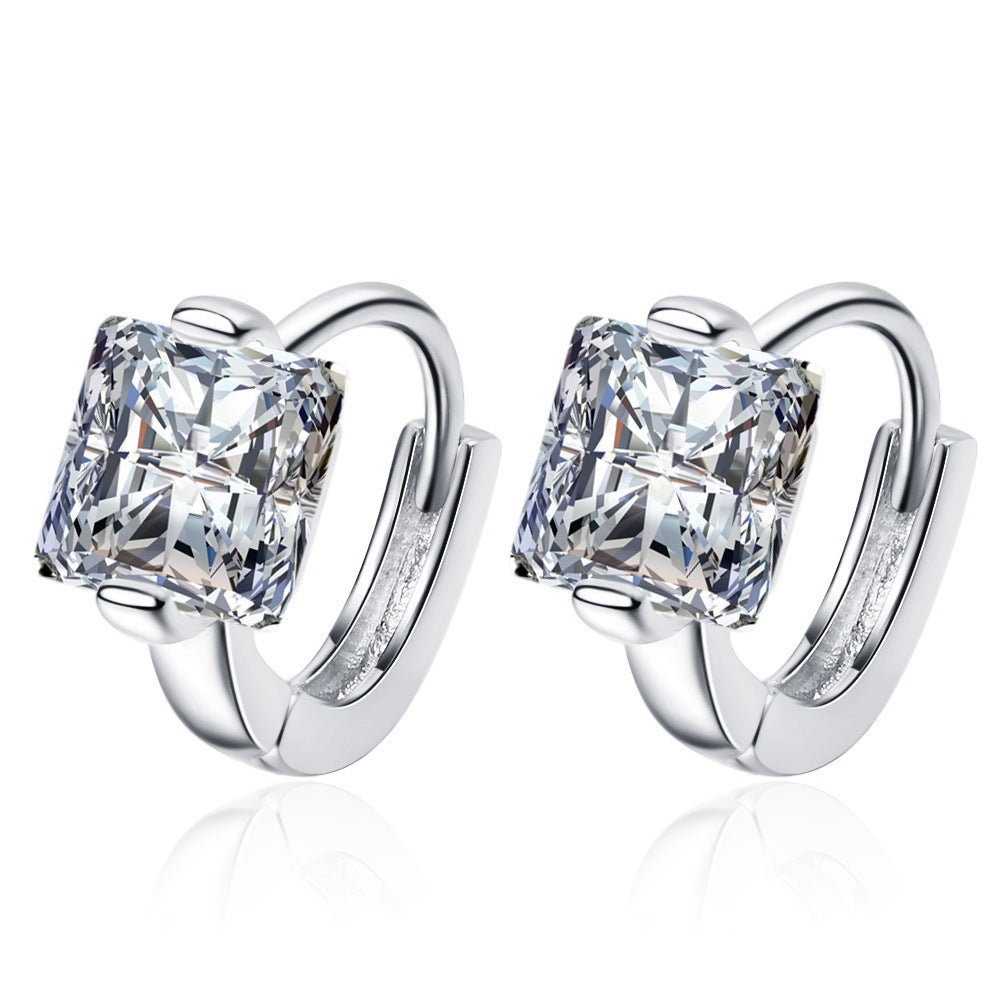 Geometric New Style Earrings For Women In Silver Copper With Rhinestones, 1 Pair