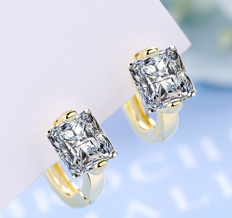 Geometric New Style Earrings For Women In Silver Copper With Rhinestones, 1 Pair