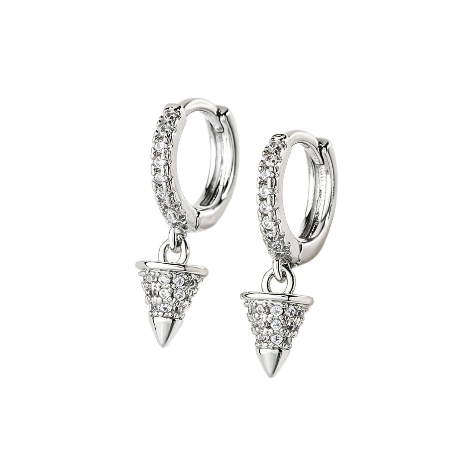 Geometric Copper Earrings For Women With Bezel Setting And Zircon Inlay, Featuring Copper Ear Pins