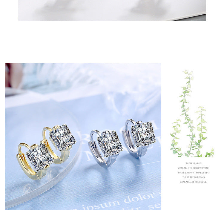 Geometric New Style Earrings For Women In Silver Copper With Rhinestones, 1 Pair