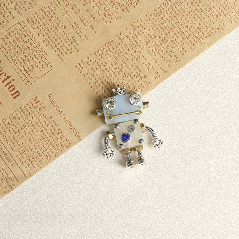 Handmade Robot Pendant In Acetic Acid Sheets Featuring Light Blue Color Jewelry Accessories