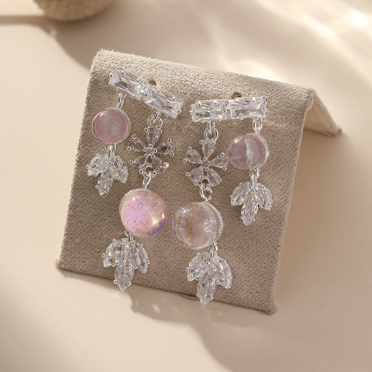 Real Gold Plated Copper Flowers Tassel Earrings With 925 Sterling Silver Studs For Women