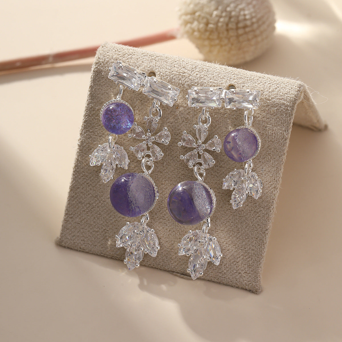 Real Gold Plated Copper Flowers Tassel Earrings With 925 Sterling Silver Studs For Women