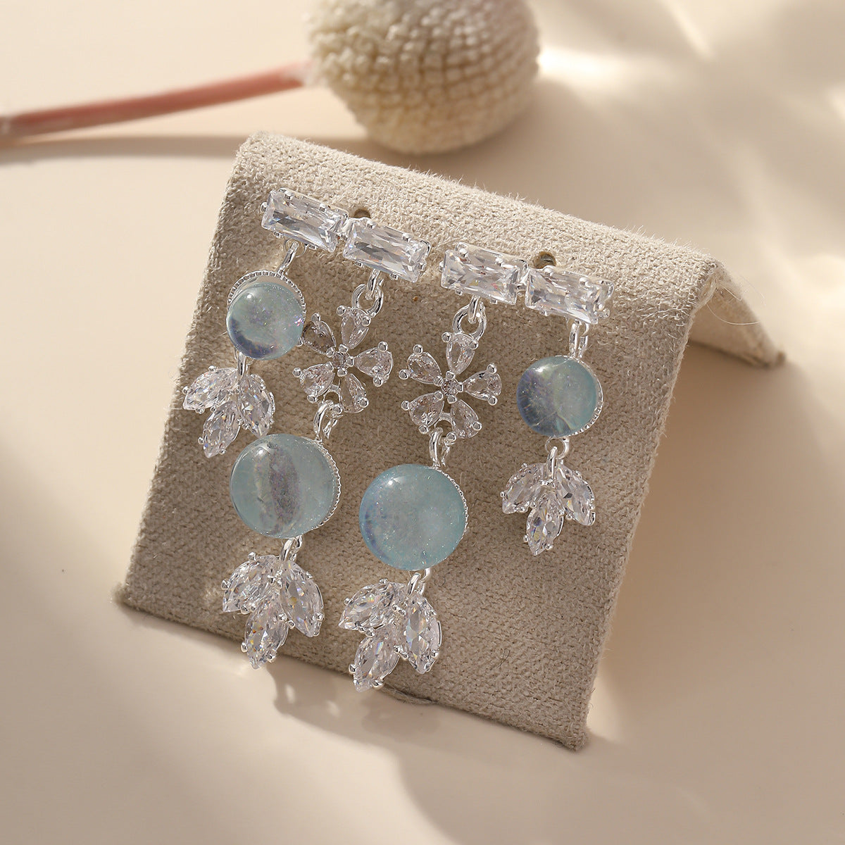 Real Gold Plated Copper Flowers Tassel Earrings With 925 Sterling Silver Studs For Women