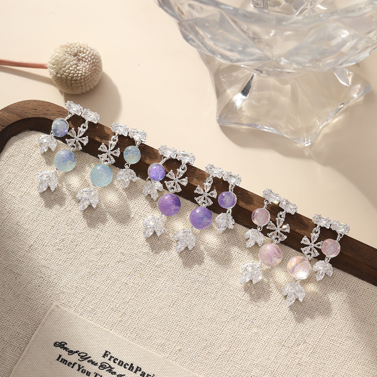 Real Gold Plated Copper Flowers Tassel Earrings With 925 Sterling Silver Studs For Women
