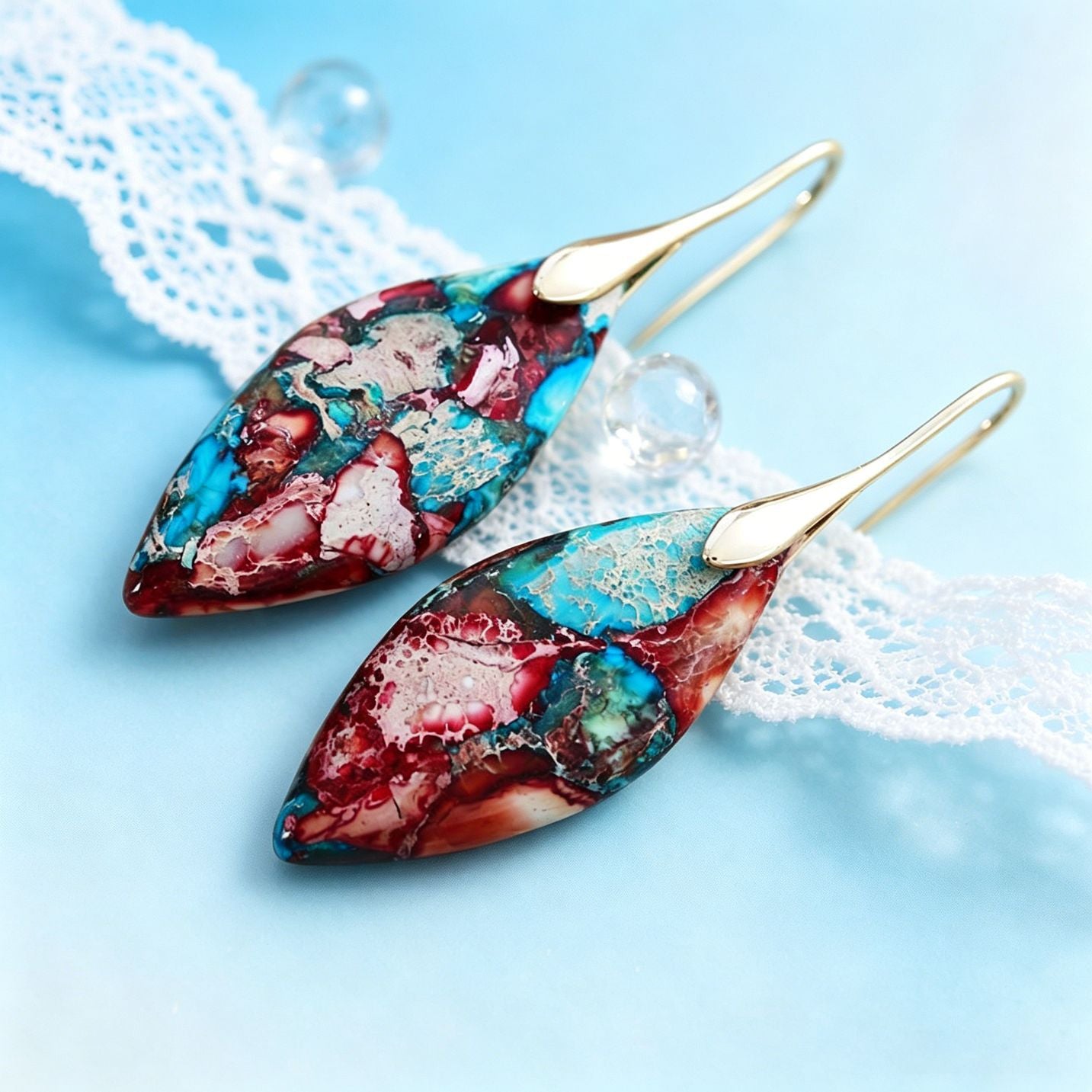 Bohemian Yellow Leaves Drop Earrings For Women Featuring Natural Stone Inlay