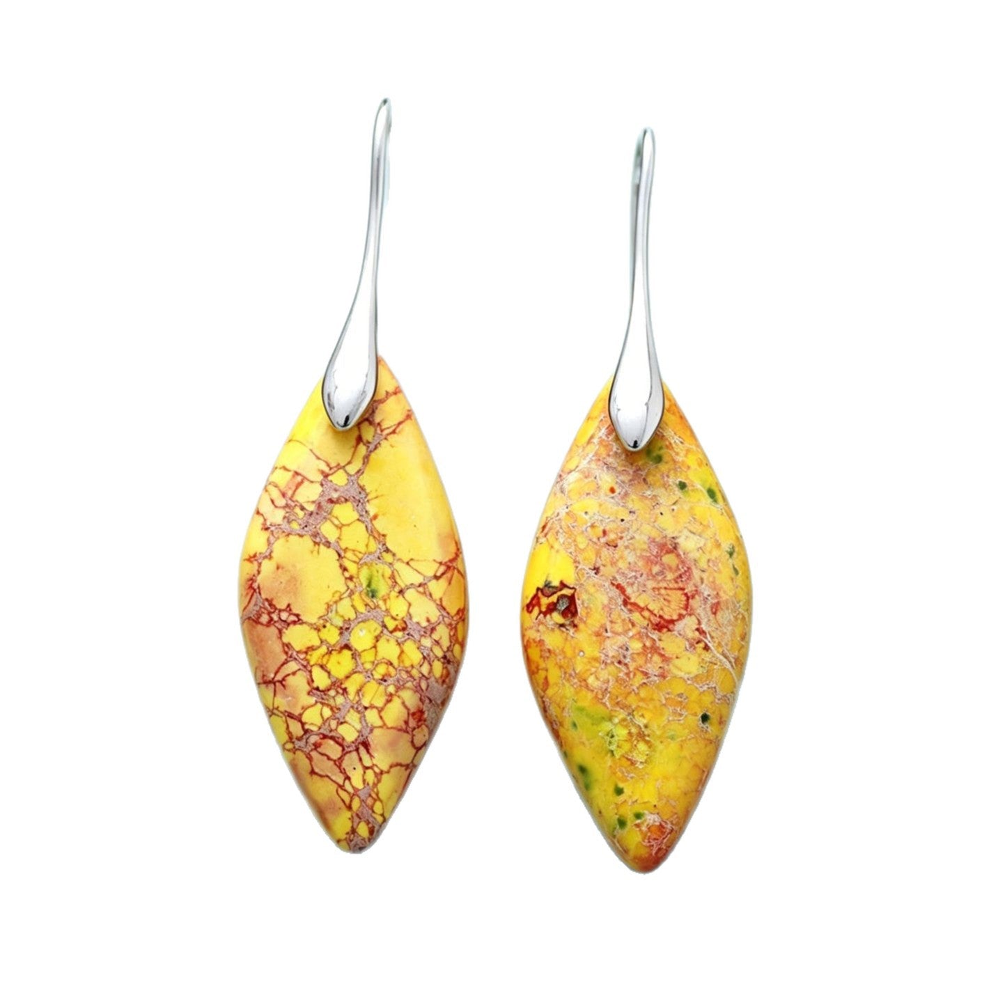 Bohemian Yellow Leaves Drop Earrings For Women Featuring Natural Stone Inlay