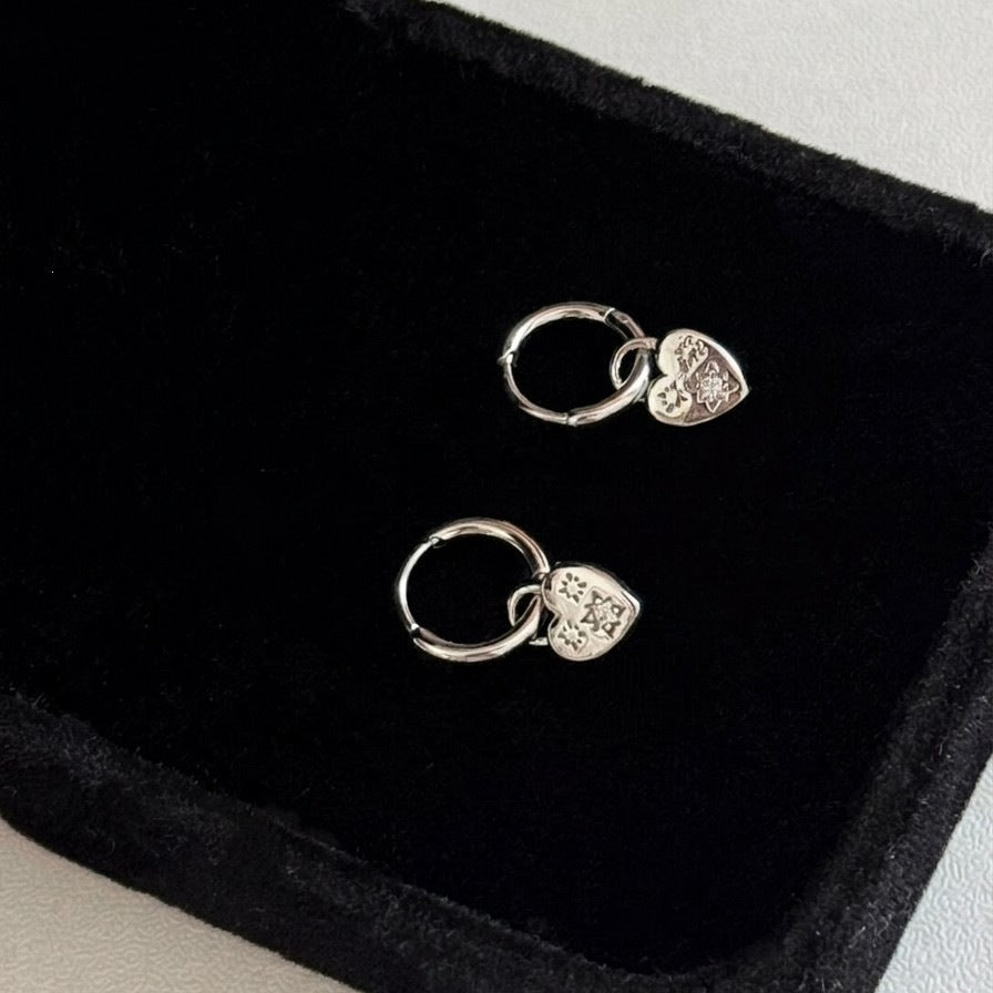 Heart Shape Drop Earrings For Women In Gold Featuring Copper Ear Pins And Zirconia Inlay, 1 Pair