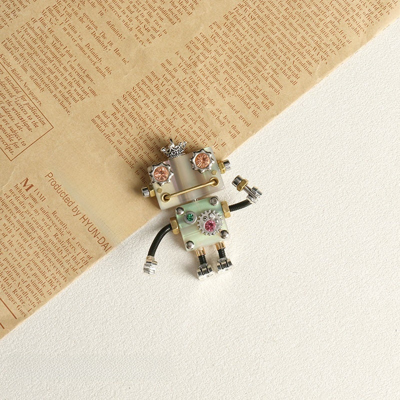 Handmade Robot Pendant In Acetic Acid Sheets Featuring Light Blue Color Jewelry Accessories