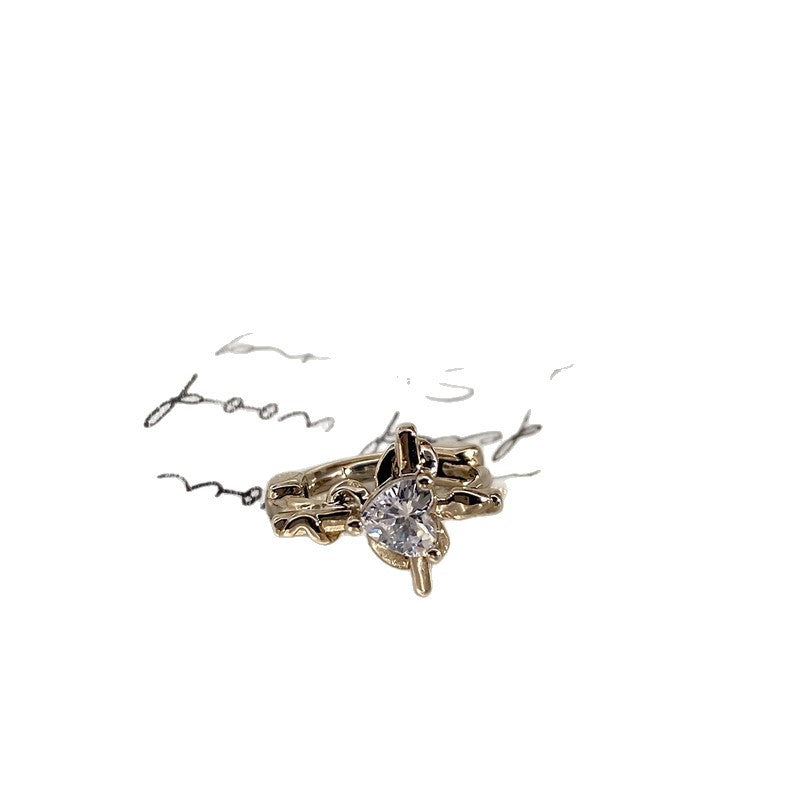 Heart Shape Earrings For Unisex Featuring Titanium Steel With Copper Ear Pins And Zircon Inlay
