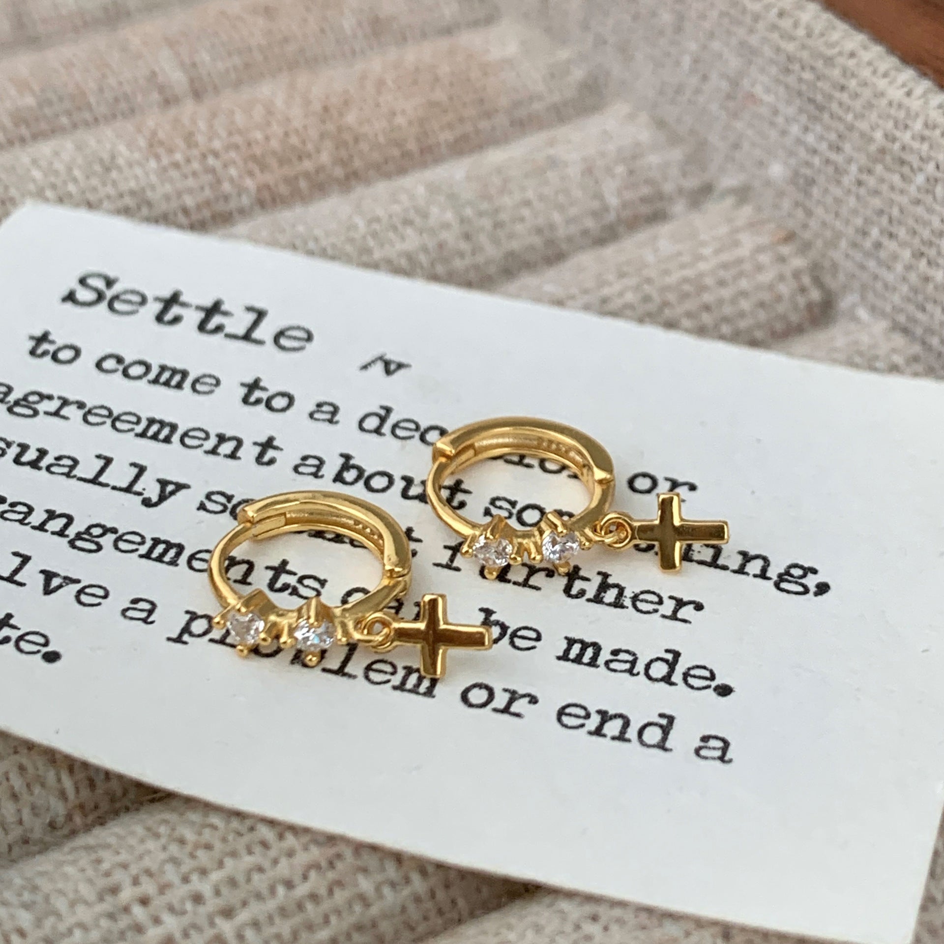 Cross Earrings For Women In Gold Featuring Electroplated Finish With 925 Sterling Silver Ear Pins